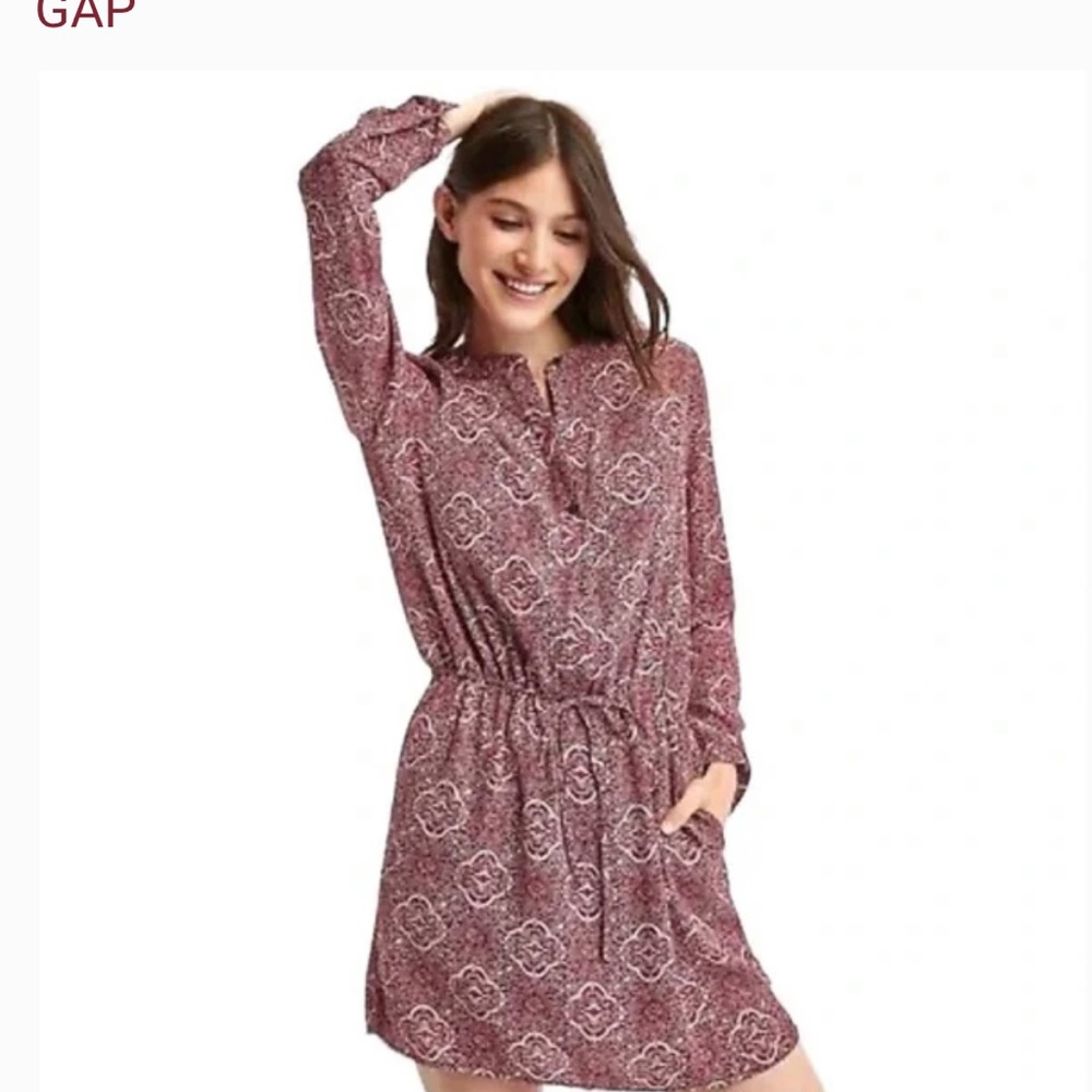 Bundle Gap Paisley Boho Long Sleeve Shift Red White  & Elle green dress Sz M
